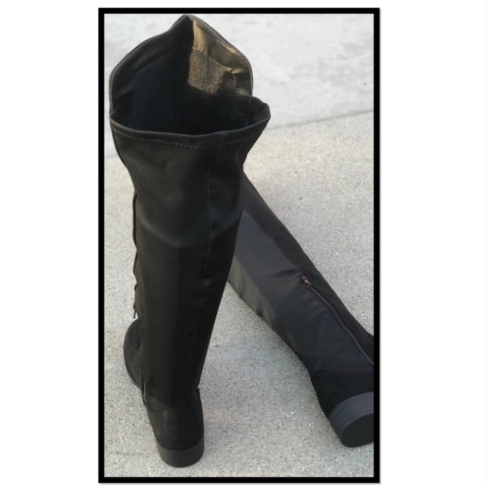 Soda Shoes Twisty Black Suede Over Knee Boot 7.5 - Picture 4 of 8